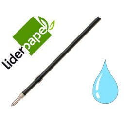 Recambio boligrafo liderpapel gummy touch retractil 1,0 mm tinta celeste bolsa de 10 unidades