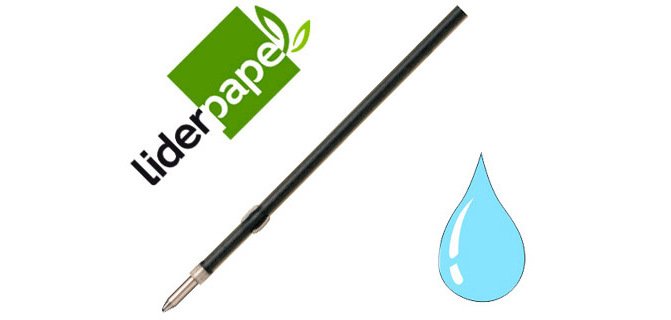 Recambio boligrafo liderpapel gummy touch retractil 1,0 mm tinta celeste bolsa de 10 unidades