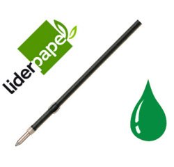 Recambio boligrafo liderpapel gummy touch retractil 1,0 mm tinta verde bolsa de 10 unidades