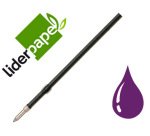Recambio boligrafo liderpapel gummy touch retractil 1,0 mm tinta violeta bolsa de 10 unidades