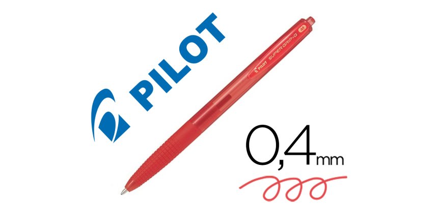 Boligrafo pilot super grip g rojo retractil sujecion de caucho tinta base de aceite