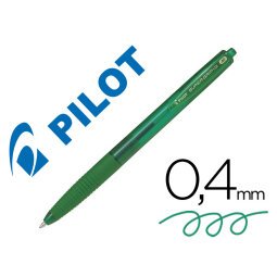 Boligrafo pilot super grip g verde retractil sujecion de caucho tinta base de aceite