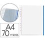 Funda multitaladro q-connect din a4 70 mc pp cristal con borde azul bolsa de 10 unidades