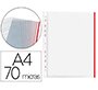 Funda multitaladro q-connect din a4 70 mc pp cristal con borde rojo bolsa de 10 unidades