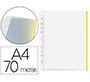 Funda multitaladro q-connect din a4 70 mc pp cristal con borde amarillo bolsa de 10 unidades