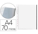 Funda multitaladro q-connect din a4 70 mc pp cristal con borde negro bolsa de 10 unidades