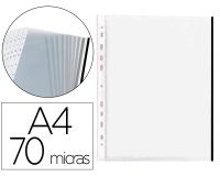 Funda multitaladro q-connect din a4 70 mc pp cristal con borde negro bolsa de 10 unidades