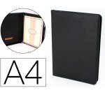 Carpeta portafolios q-connect artesania a4 similpiel negro cremallera y bolsillos 332x262x30 mm fabricada en Ubrique