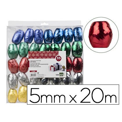 Cinta fantasia liderpapel barrilete 5 mm x 20 m colores metalizados surtidos