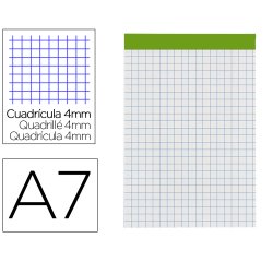 Bloc notas liderpapel cuadro 4 mm a7 80 hojas 60 g/m2 perforado sin tapa