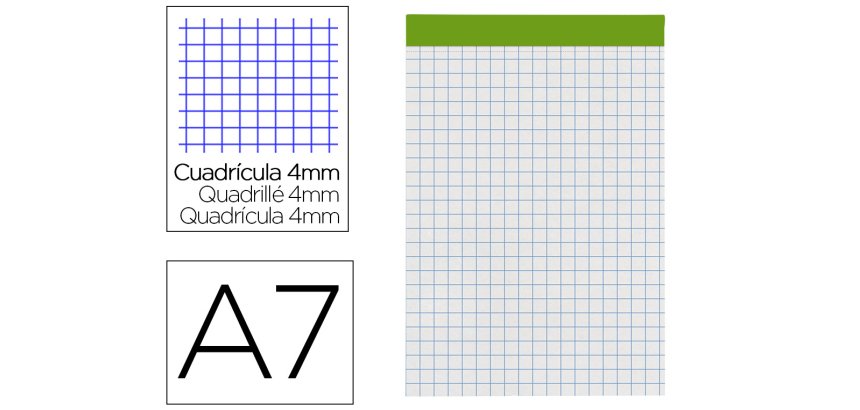 Bloc notas liderpapel cuadro 4 mm a7 80 hojas 60 g/m2 perforado sin tapa