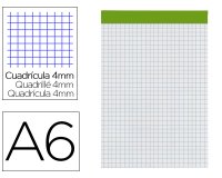 Bloc notas liderpapel cuadro 4 mm a6 80 hojas 60 g/m2 perforado sin tapa