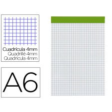 Bloc notas liderpapel cuadro 4 mm a6 80 hojas 60 g/m2 perforado sin tapa