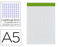 Bloc notas liderpapel cuadro 4 mm a5 80 hojas 60 g/m2 perforado sin tapa