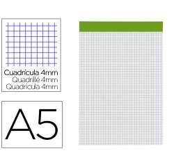 Bloc notas liderpapel cuadro 4 mm a5 80 hojas 60 g/m2 perforado sin tapa
