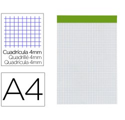 Bloc notas liderpapel cuadro 4 mm a4 80 hojas 60 g/m2 perforado sin tapa