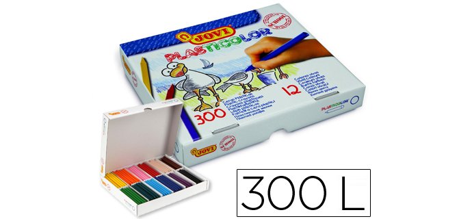 Lapices cera jovi plasticolor caja de 300 unidades 25 colores surtidos