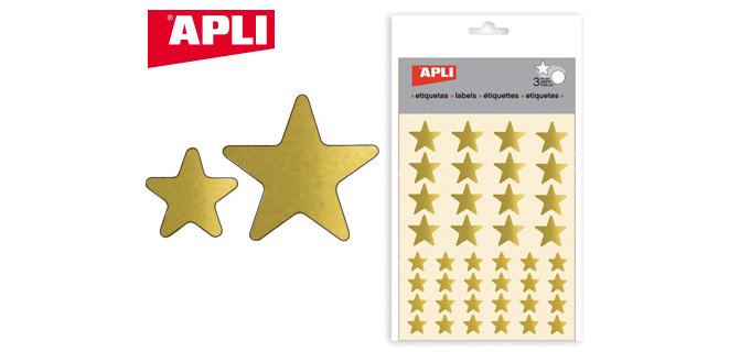 Gomets Apli estrella metal bolsa con 3 hojas