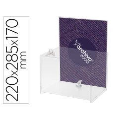 Buzon de sugerencias archivo 2000 con llave de poliestireno transparente 175x220x160 mm