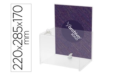 Buzon de sugerencias archivo 2000 con cerradura y 2 llaves poliestireno transparente 170x220x285 mm