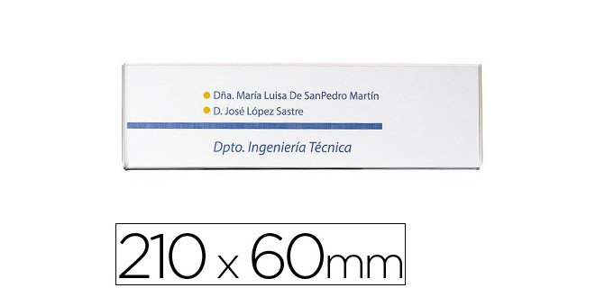 Identificador mural archivo 2000 portanombre con adhesivo trasero en poliestireno transparente 210x60 mm