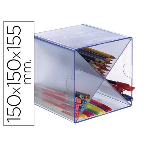 Archicubo archivo 2000 aspa organizador modular plastico azul transparente 150x150x155 mm incluye 2 clips de sujecion