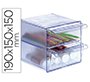 Archicubo archivo 2000 2 cajones organizador modular plastico azul transparente 190x150x150 mm