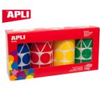 Pack de 4 rollos de gomets con motivos y colores surtidos: cuadrado, triángulo, rectángulo, redondo