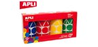Pack de 4 rollos de gomets con motivos y colores surtidos: cuadrado, triángulo, rectángulo, redondo