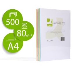 Papel color q-connect din a4 80 gr 5 colores surtidos paquete de 500 hojas