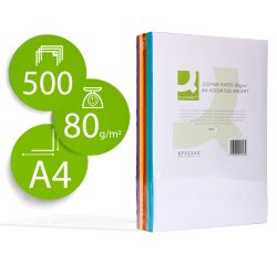 Papel color q-connect din a4 80 gr 5 colores surtidos intensos paquete de 500 hojas