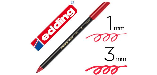 Rotulador edding punta fibra 1200 rojo metalizado n 72 punta redonda 1-3 mm