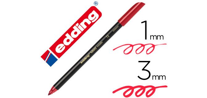 Rotulador edding punta fibra 1200 rojo metalizado n 72 punta redonda 1-3 mm