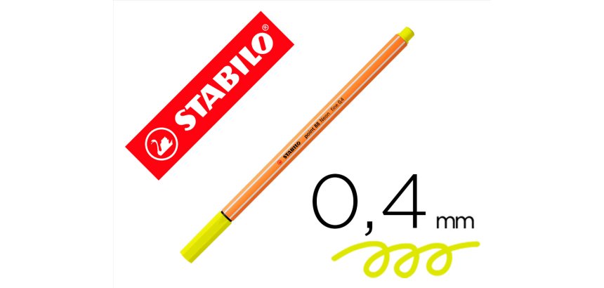 Rotulador stabilo punta de fib ra point 88 amarillo neon punta fina 0,4mm