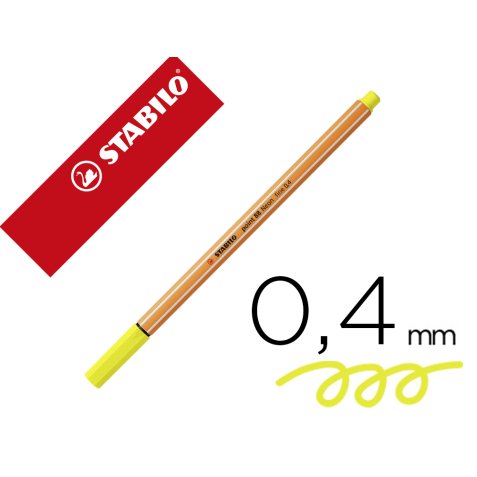 Rotulador stabilo punta de fib ra point 88 amarillo neon punta fina 0,4mm