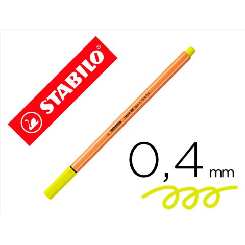 Rotulador stabilo punta de fib ra point 88 amarillo neon punta fina 0,4mm