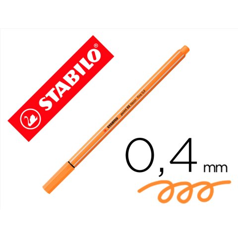 Rotulador stabilo punta de fib ra point 88 naranja neon punta fina 0,4mm