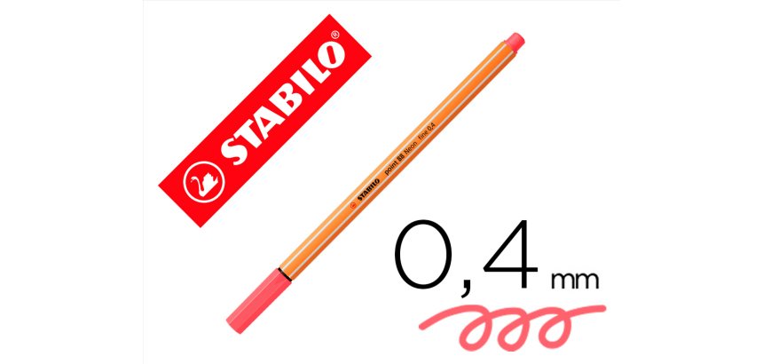 Rotulador stabilo punta de fib ra point 88 rojo neon punta fina 0,4mm