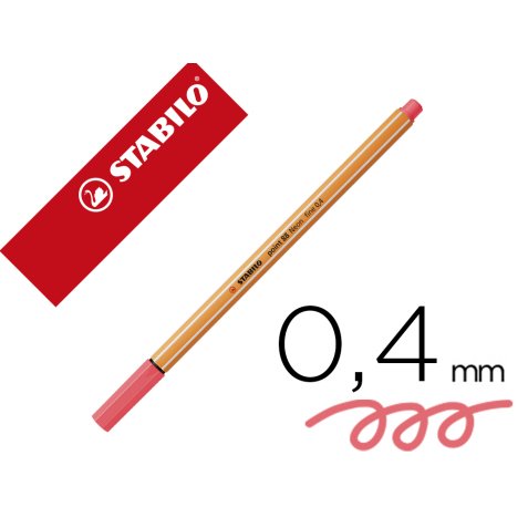 Rotulador stabilo punta de fib ra point 88 rojo neon punta fina 0,4mm