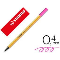 Rotulador stabilo punta de fib ra point 88 rosa neon punta fina 0,4mm