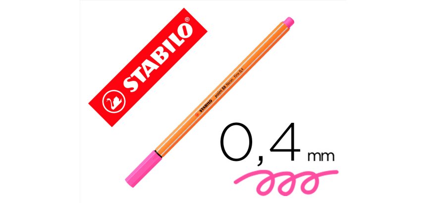 Rotulador stabilo punta de fib ra point 88 rosa neon punta fina 0,4mm