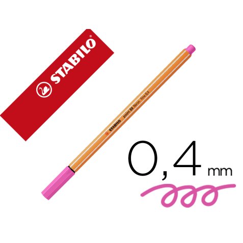 Rotulador stabilo punta de fib ra point 88 rosa neon punta fina 0,4mm