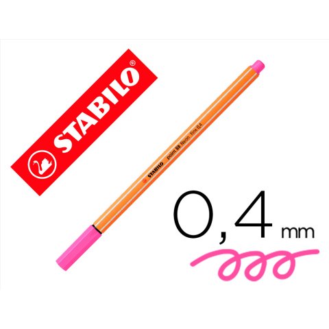 Rotulador stabilo punta de fib ra point 88 rosa neon punta fina 0,4mm