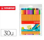 Rotulador stabilo punta de fibra point 88 estuche de 30 unidades surtidas