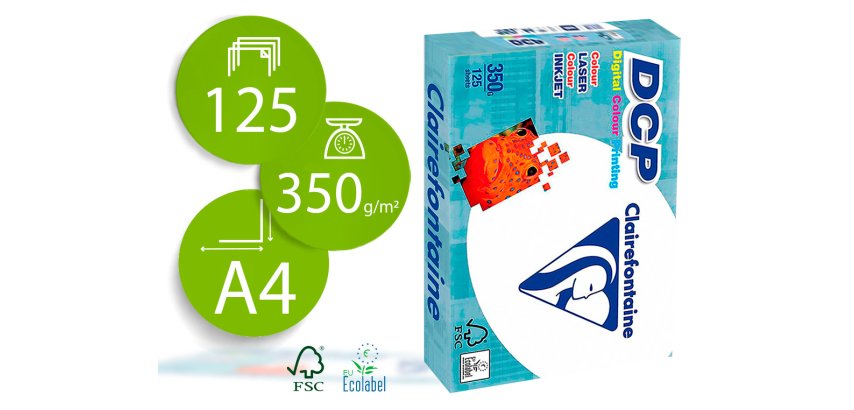 Papel fotocopiadora clairefontaine din a4 350 gramos paquete de 125 hojas