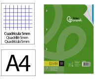 Recambio liderpapel a4 100 hojas 100g/m2 cuadro 5mm 4 taladros bandas de 5 colores