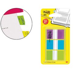 Banderitas separadoras post-index 680-roy verde azul y violeta dispensador funda 3x20