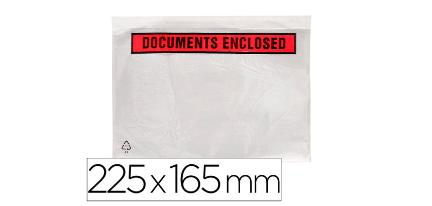 Sobre autoadhesivo q-connect portadocumentos 225x165 mm sin ventana paquete de 100 unidades