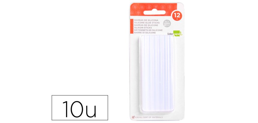 Barra termofusible liderpapel de 7 mm de diametro x 100 mm de alto blister de 12 unidades