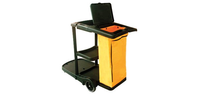 Carro de limpieza q-connect de polipropileno con ruedas 58x24x96 cms